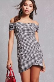 Gingham Off-the-Shoulder Dress at Forever 21